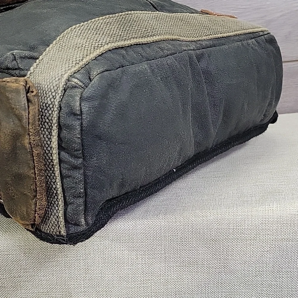 Bed Stu Waxed Canvas Leather Hawkeye Messenger Shoulder Bag